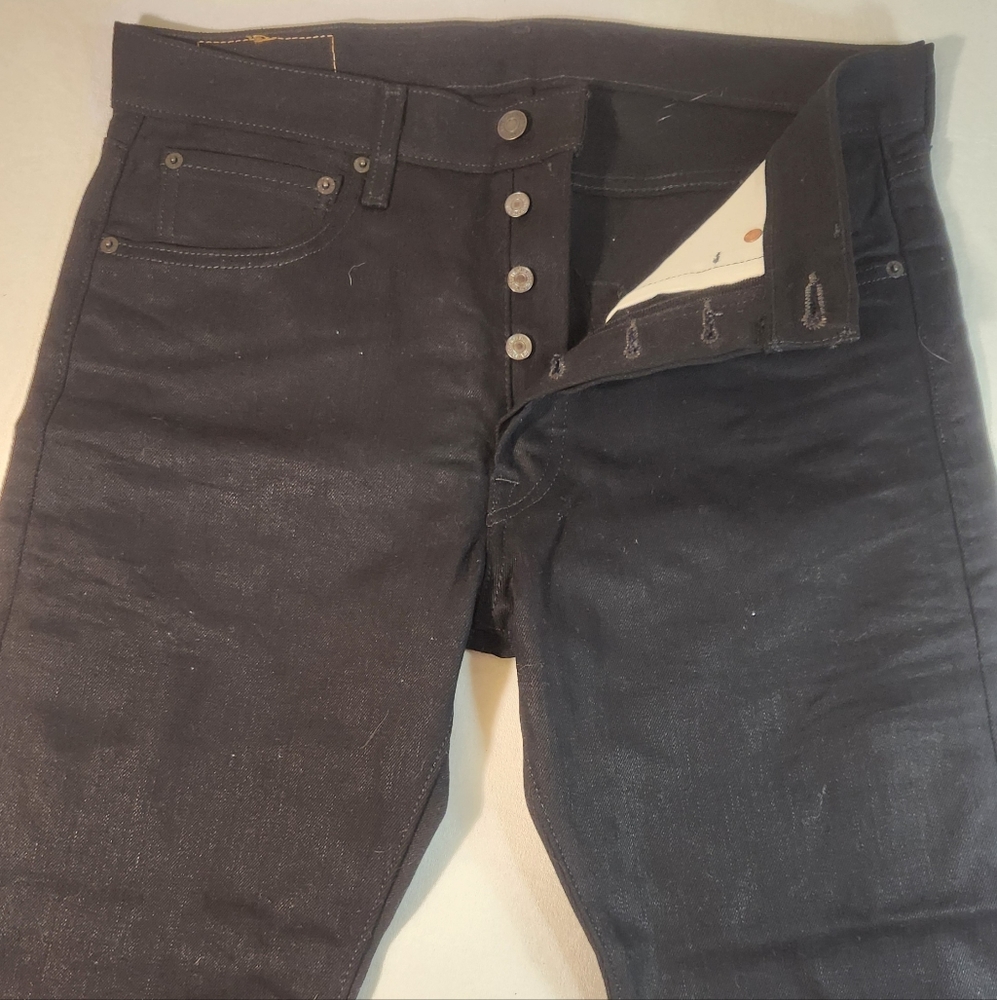 Vtg LEVIS 501 Jeans Mens 32×32 Black Button Fly Denim Pants Marble Workwear 90s